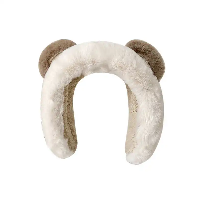 かわいいクマの耳あて-厚手で暖かい女性用耳カバー-おしゃれな冬用アクセサリー-ソフトベルベット素材-中国製