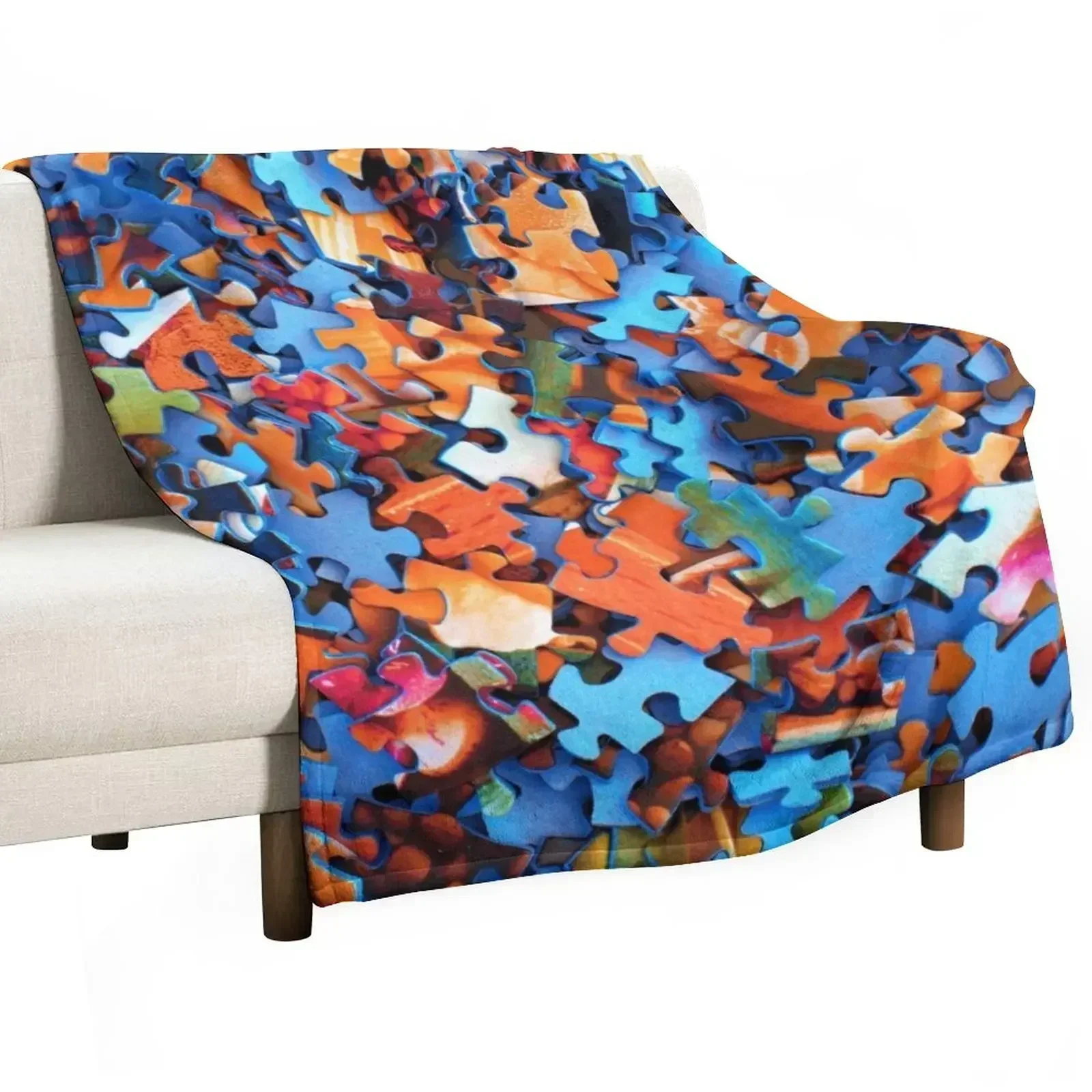 

Jigsaw Puzzle Pieces Throw Blanket Hair Sofas Blankets