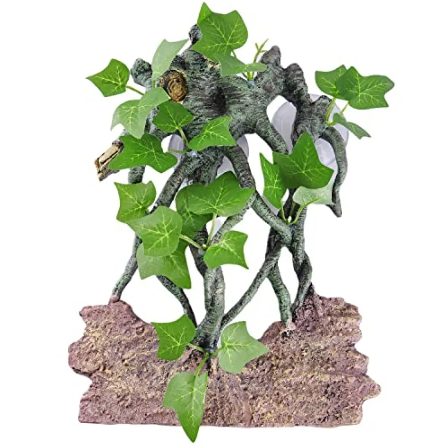 

【Spot goods】Resin Reptile Corner Branch with Rock Amphibian Lizard Snake Climbing Ornament Lifelike Terrarium Plant Decoration