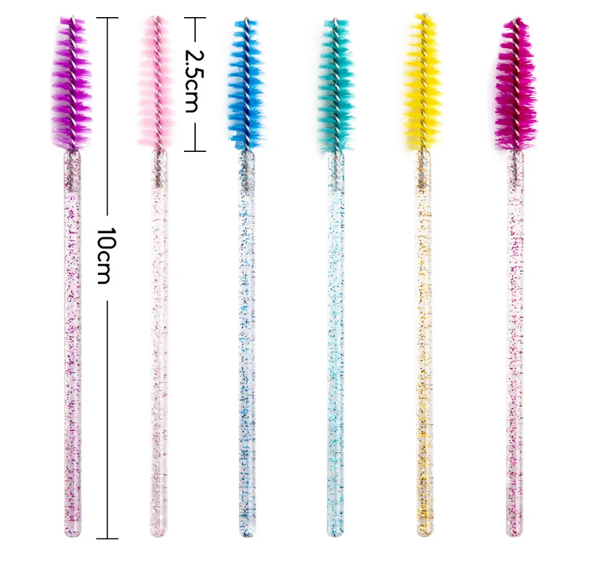 Brosse à cils en cristal de poulet, baguettes de mascara, applicateur, pinceaux pour les yeux, extension de cils, outils de pinceau de maquillage, 50 pièces par paquet