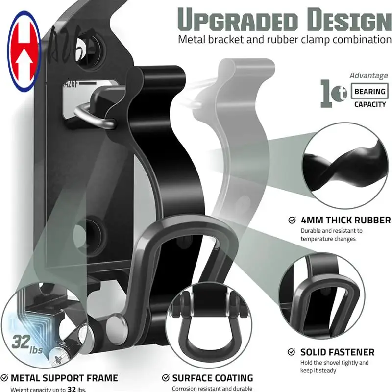 

A26F-6Pcs Крепление лопаты для багажника на крышу, Монтажные кронштейны с металлическим резиновым зажимом, Прочный комплект крепления держателя топора