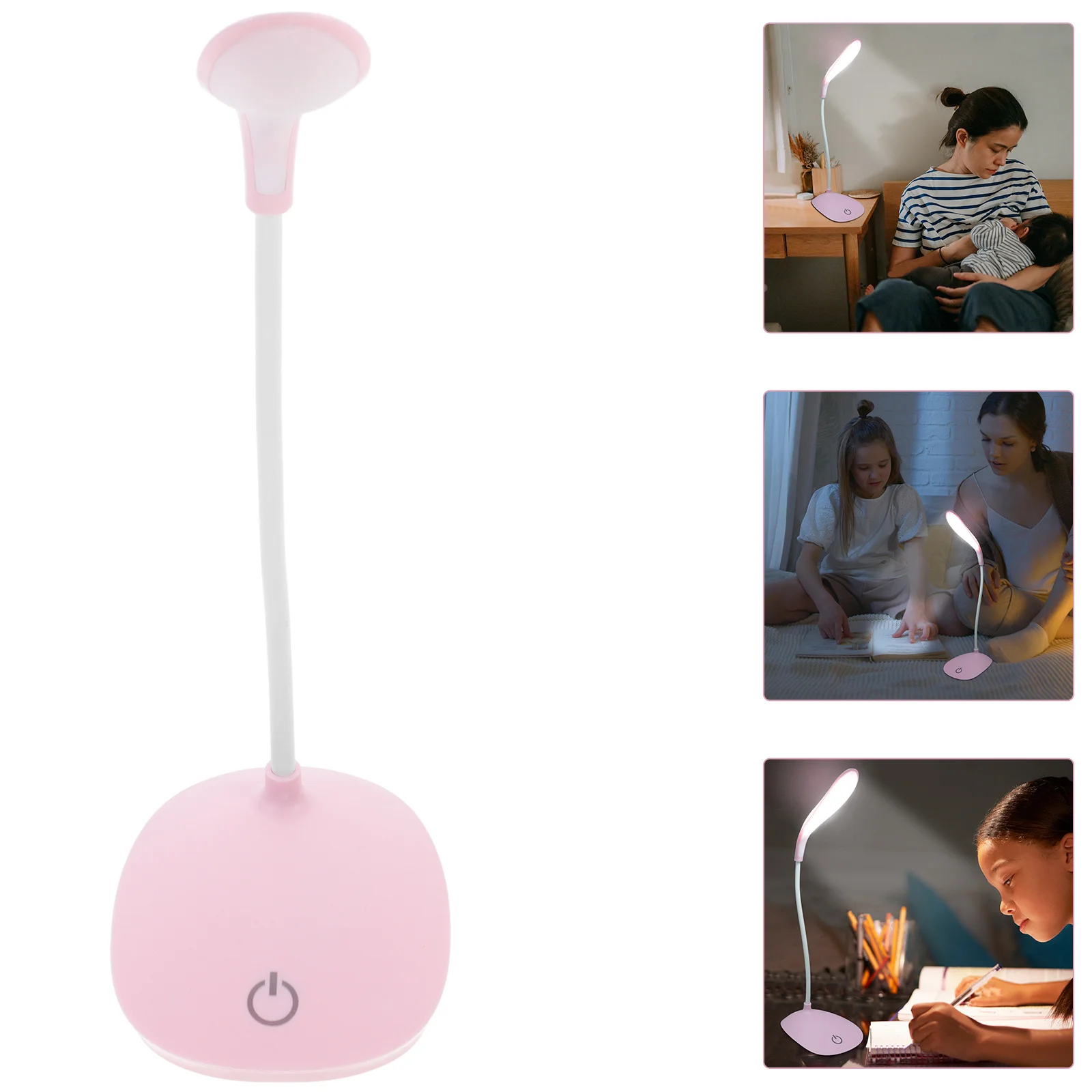 مصباح حماية العين بشحن USB يدور 360 درجة، ضوء ليلي إبداعي وردي لدراسة ضوء قراءة الكتب أثناء العمل