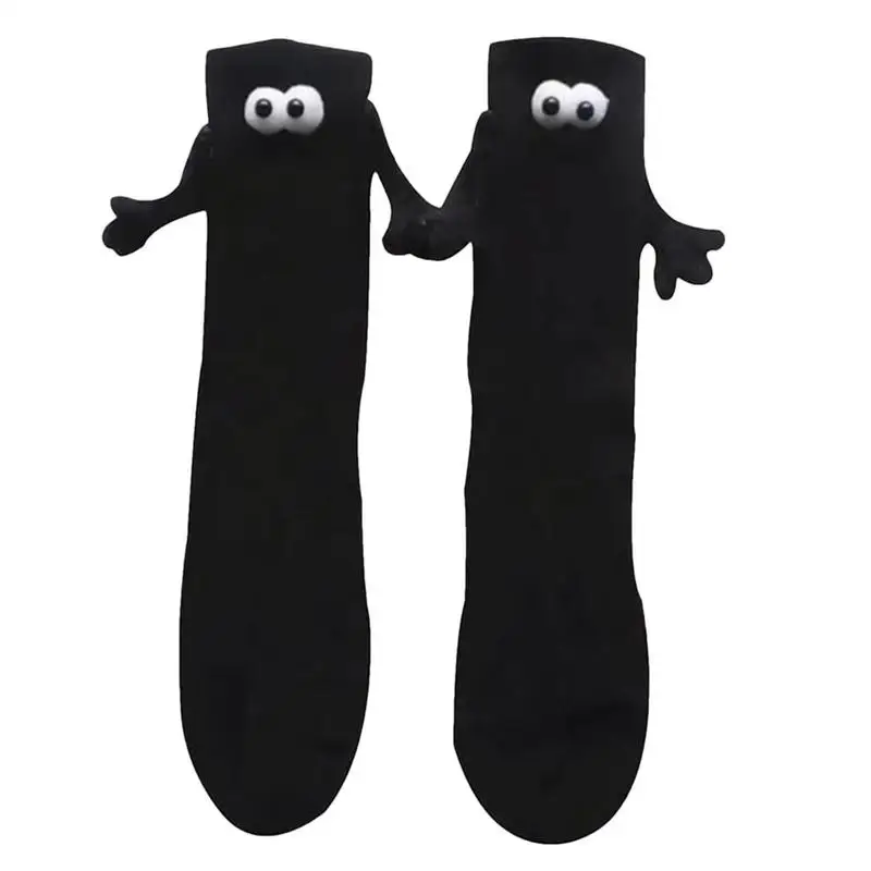 

Magnetic Hand Holding Socks 3D Doll Couple Funny Socks With Eyes Magnetic Suction Mid Tube Cute Socks Funny Couple Gifts For