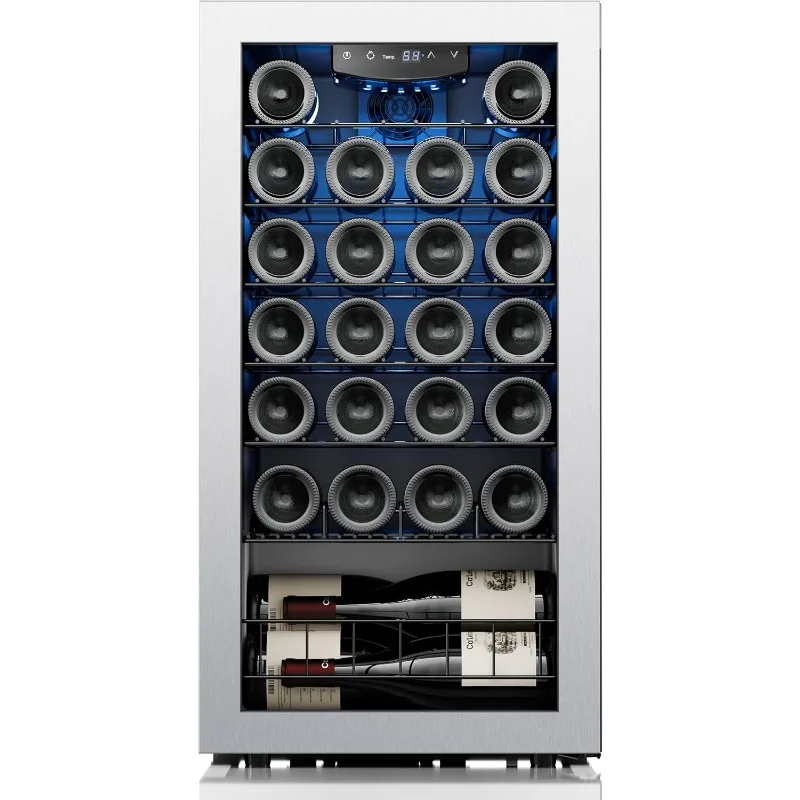 Ca'Lefort Wine Fridge, 27 Bottles Wine Cooler with Digital 38-65℉ Temper Control, Wine Cooler Refrigerator Freestanding