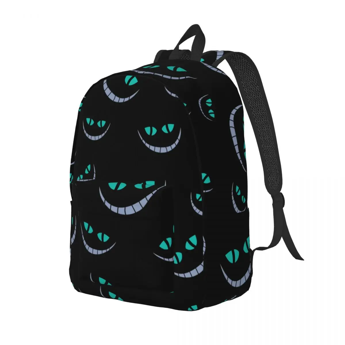 Custom Cheshire Cat Face Cartoon Canvas Backpack for Women Men Waterproof School College Bag Printing Bookbag