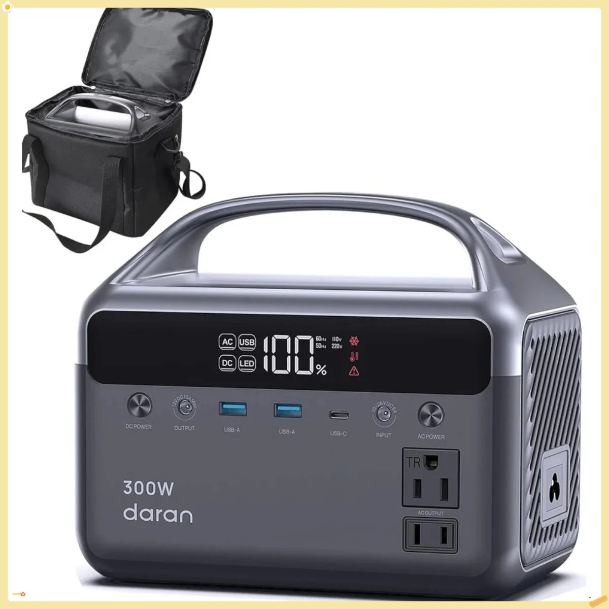 

Portable Power Station 300W (600W Peak), 192Wh (60,000mAh) Solar Generator, LiFeP04 Battery with AC Outlets
