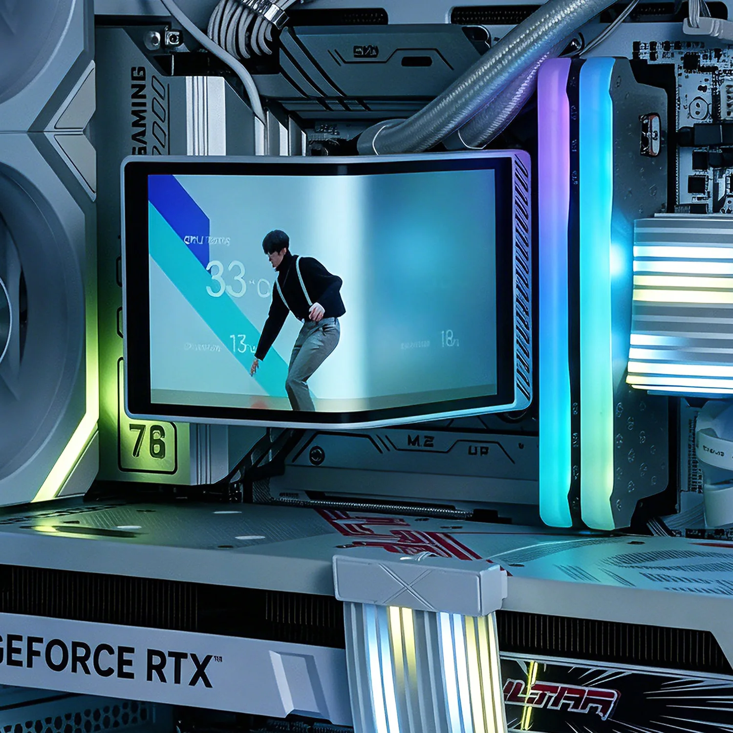 360 All-in-one CPU Water Cooler 6.5 Inch Flexible AMOLED LCD Display 2K 60HZ Curved Screen Naked Eye 3D Vision Gaming Monitors