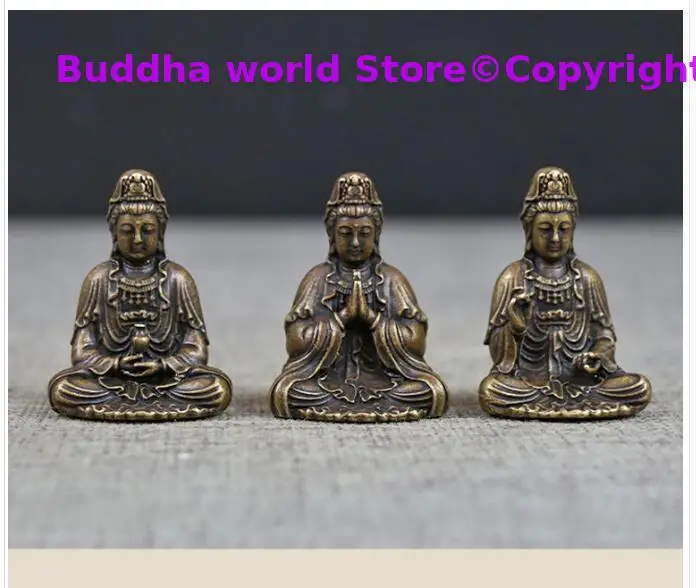 Buddhist Amulet travel safe good luck talisman Avalokitesvara Guanyin Bodhisattva Temple pocket Buddha brass statue