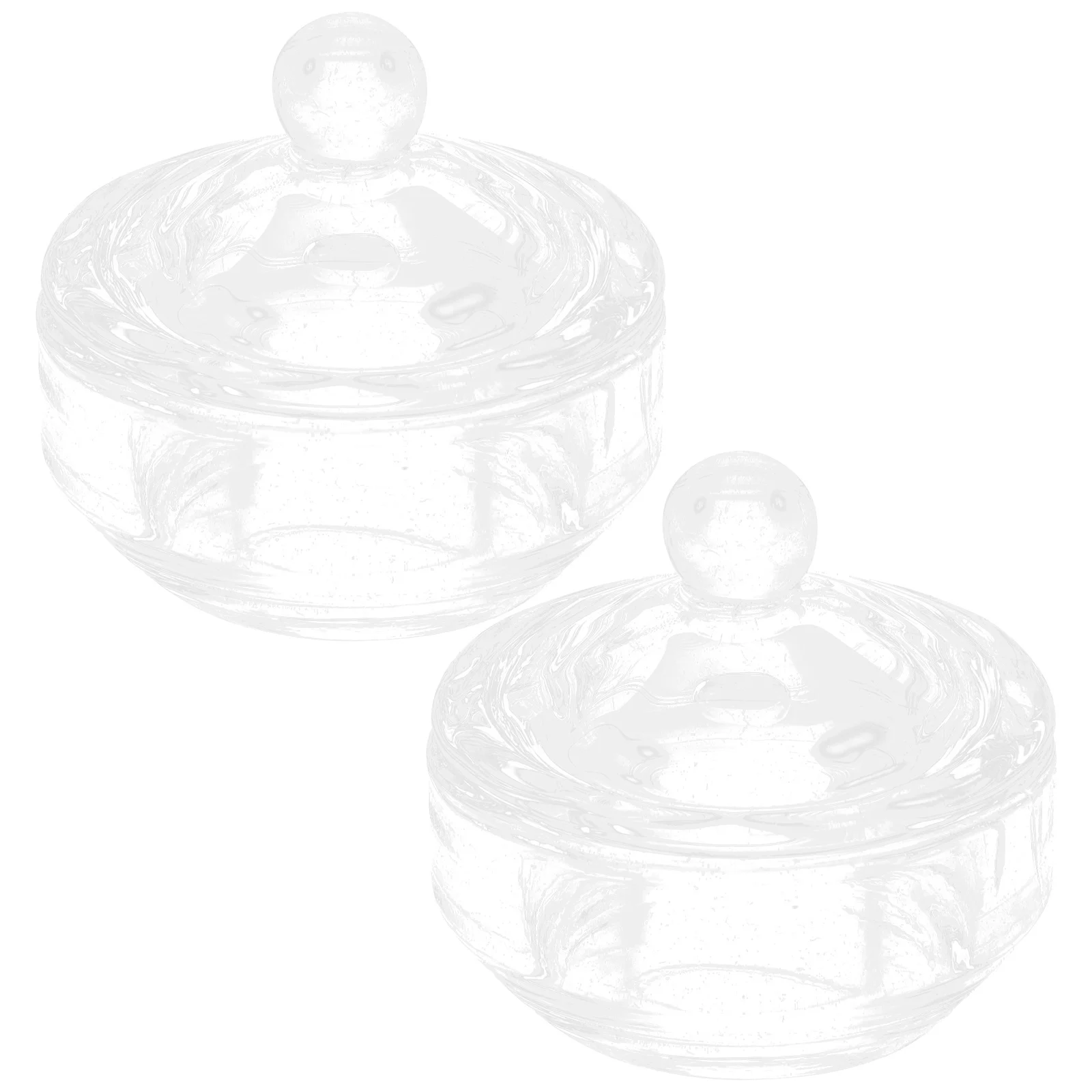Bol à ongles en verre, tasse en cristal, pour ongles en acrylique, outil de manucure rond, plat Dappen avec couvercle, support de liquide en poudre, 2 pièces