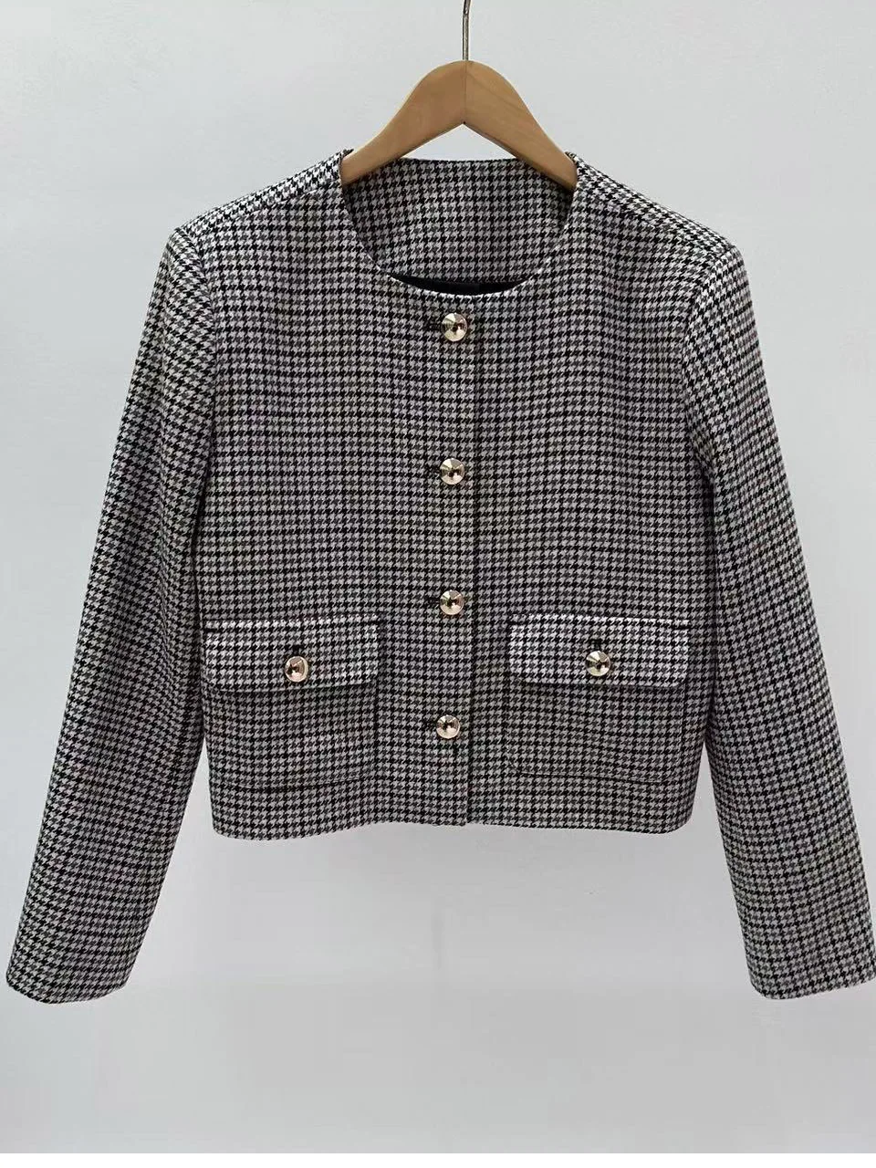 

Retro round Ne Tweed ort Top Single Button Plaid Ele Sle Commute Wind Chinese Brand Women's Faion Autumn 2025