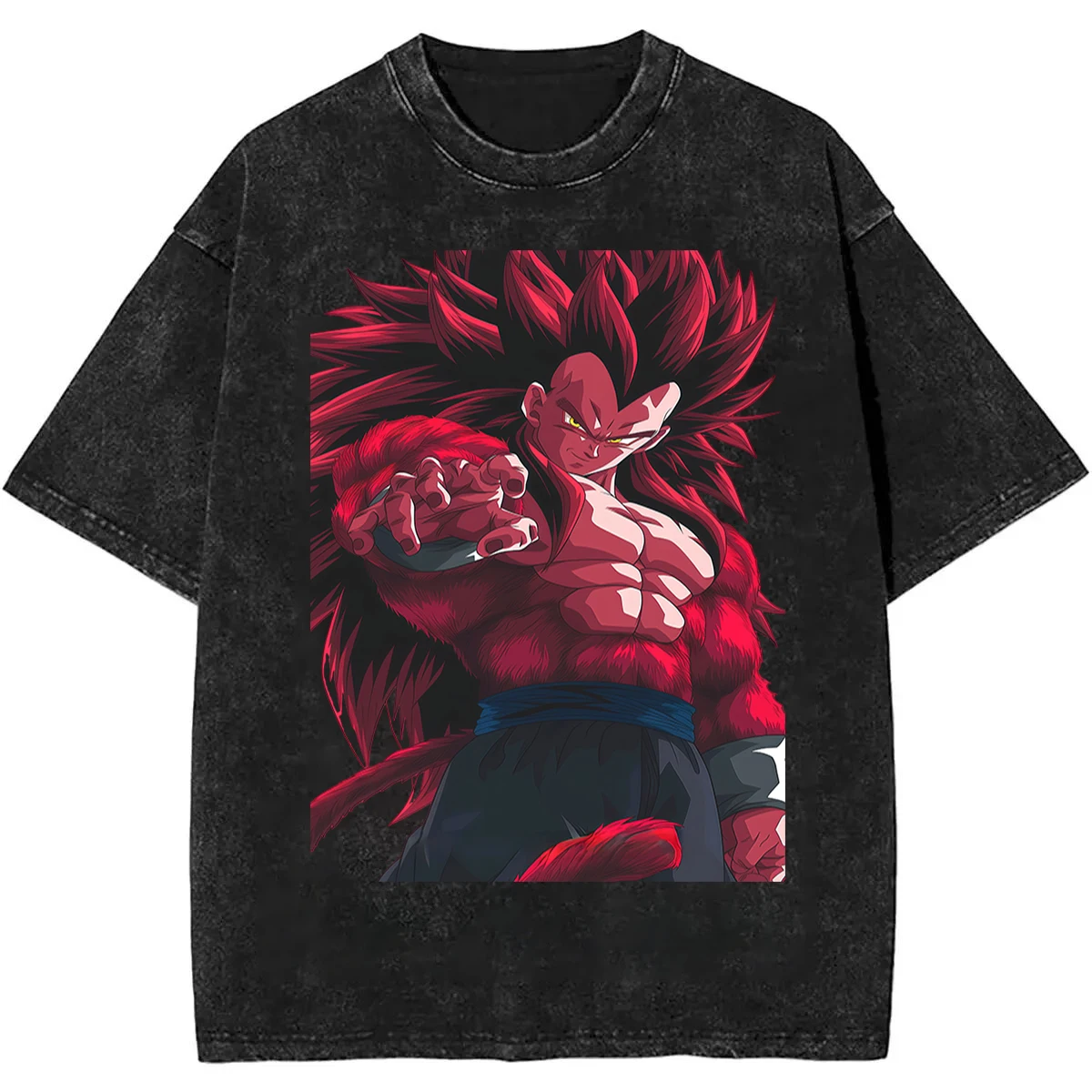 2026 Summer Dragon Ball Vintage T-Shirt 100% Cotton Heavyweight Washed Unisex Anime Vegeta & SSJ4 Goku Graphic Retro New
