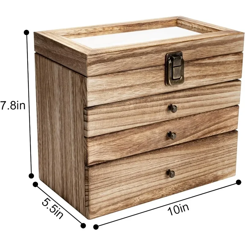 Larger Glass Top wooden Display Box jewelry wooden gift box luxury jewelry storage wooden box