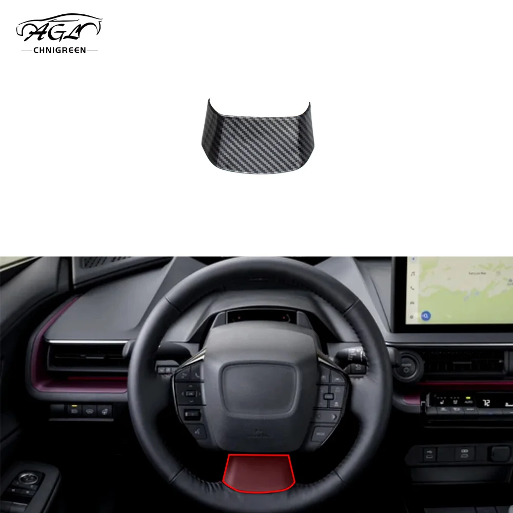 ABS Carbon Fiber Color Steering Wheel Decorative Trim Cover Interior for Toyota Prius 2023 2024