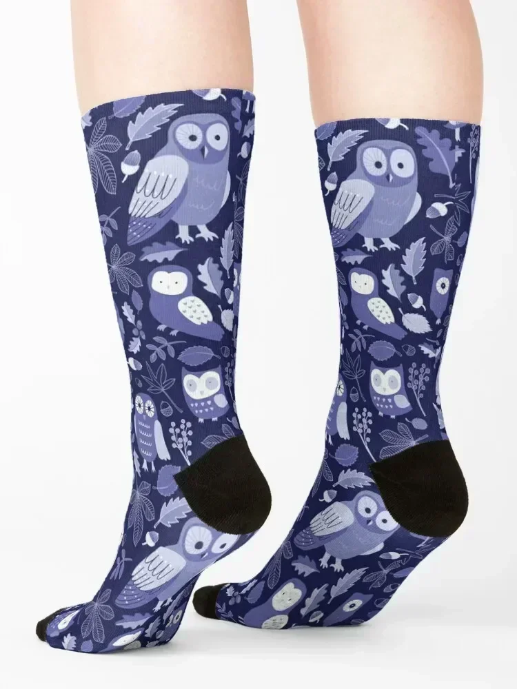 Autumn Owls - Cute Very Peri Owl pattern by Cecca Designs Socks Wholesale Lots cool soccer anti-slip Boy Child Socks Women's