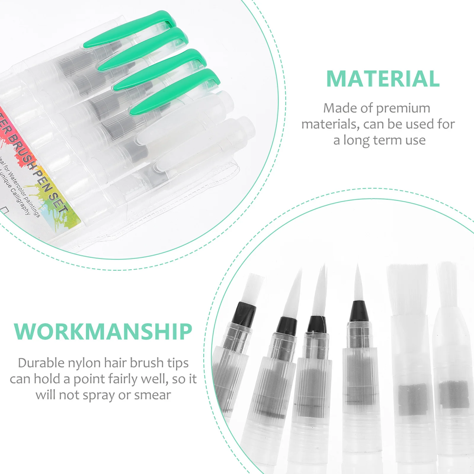 

6Pcs Watercolor Brush Pen Nylon Hair Tips No Spray Or Smear Flow Control Solid Pigment Coloring Hand Painting Water Coloring Pen
