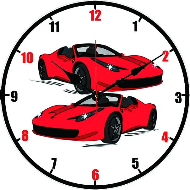 

Red Roadster Wall Clock Modern Design Living Room Bedroom Office Decoration Kitchen Clock Art Wall Watch Home Decor