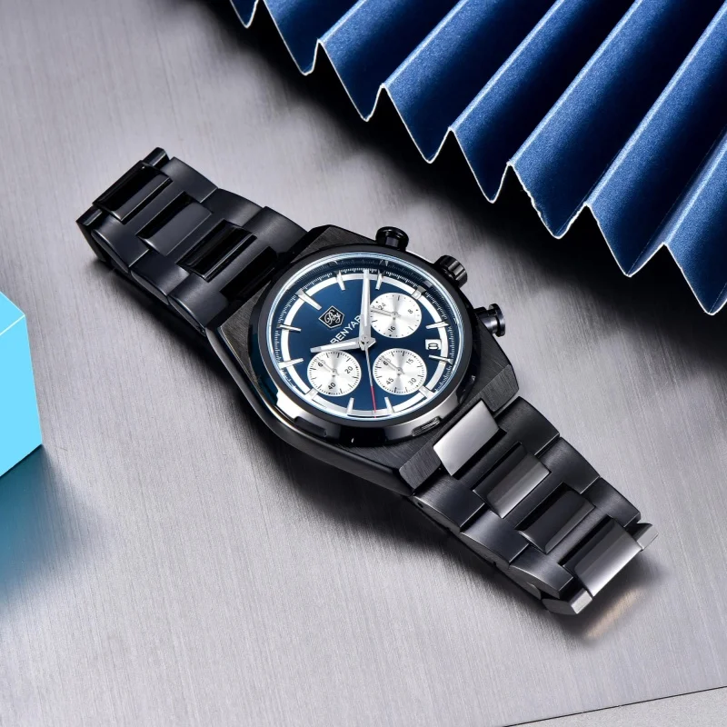 

BENYAR 5204 Fashion Men Quartz Wrsitwatch Elegant Calendar Luminous Waterproof Steel Strap Business Watches for Man reloj hombre