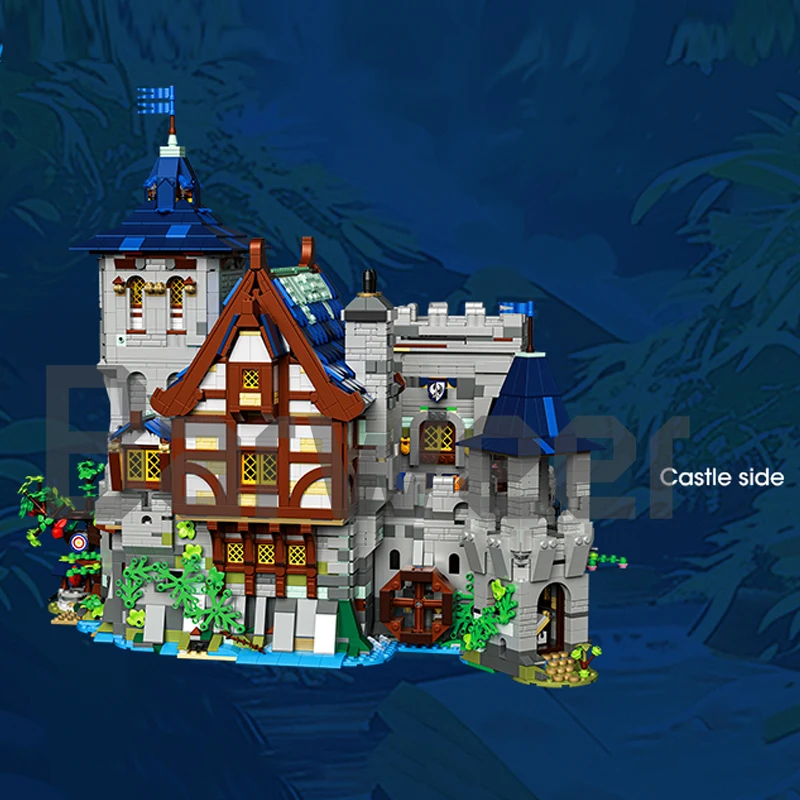 中世の城の家、建物セット、都市のアパート、店舗、建築、モジュール式建物、ブロックモデルキット、大人、子供へのギフト