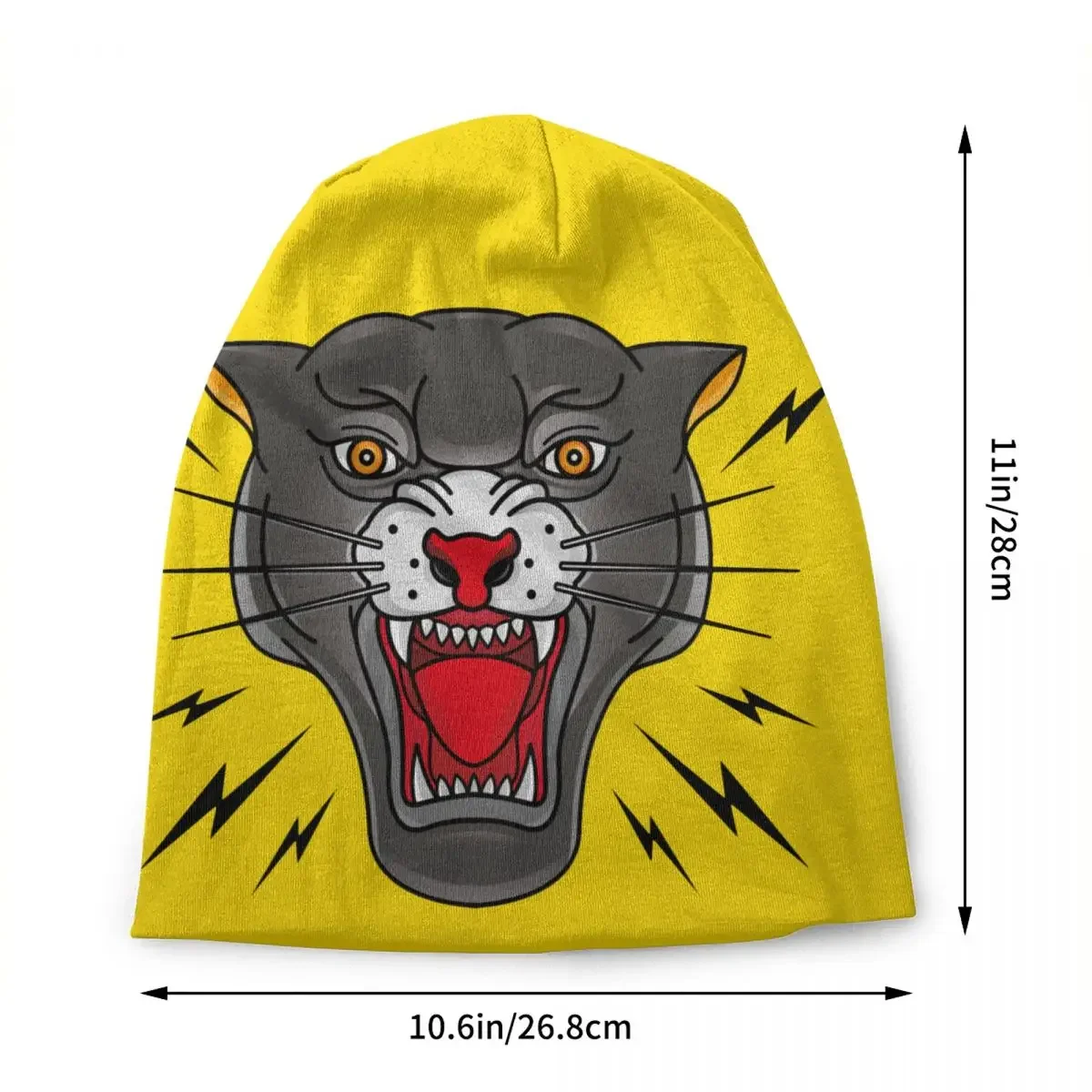 Gothic Traditional Tattoo Panther Head Bonnet Hats Cool Knitting Hat For Men Women Warm Winter Skullies Beanies Caps