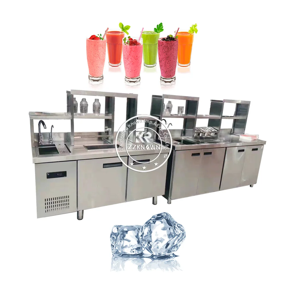 2023 Milk Tea Shop Counter Design Stainless Steel Tea Bar Counter For Sale Worktop Counter