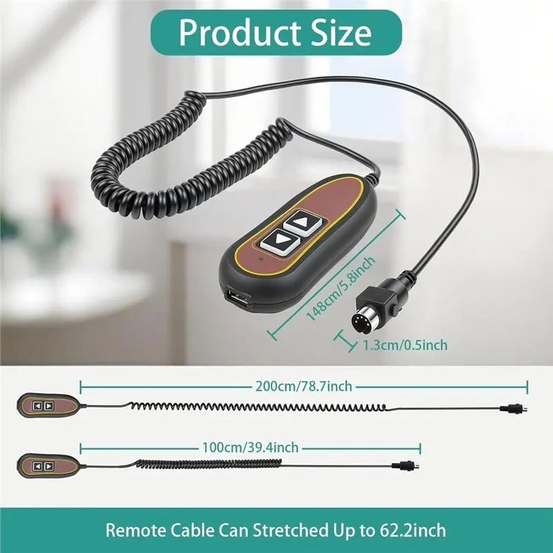 A31T Lift Chair Remote Replacement ZK1200-HC 2 Buttons 5 Pins Handheld Controller with USB Backlight for Power Recliner