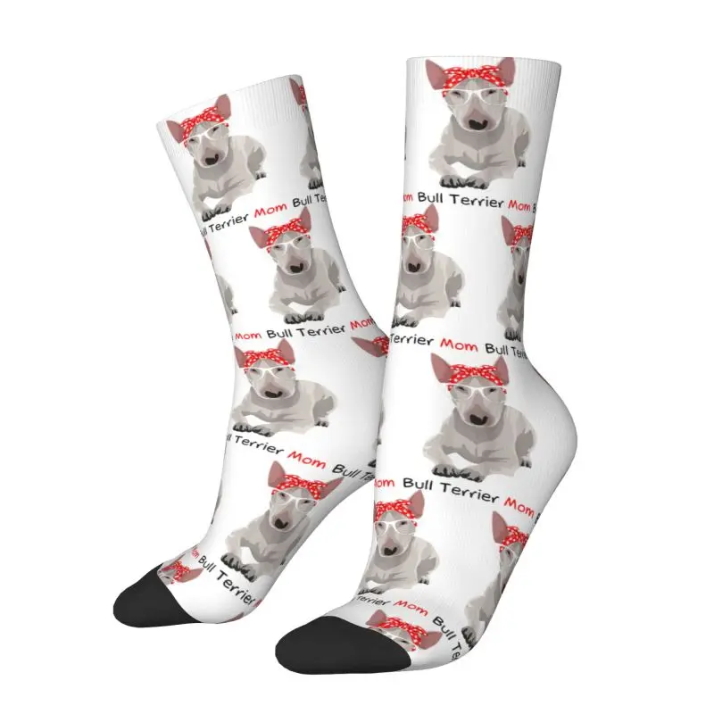 Animal Pet Puppy Bull Terrier Mommy Men Women Crew Socks Unisex Kawaii 3D Printed Dress Socks