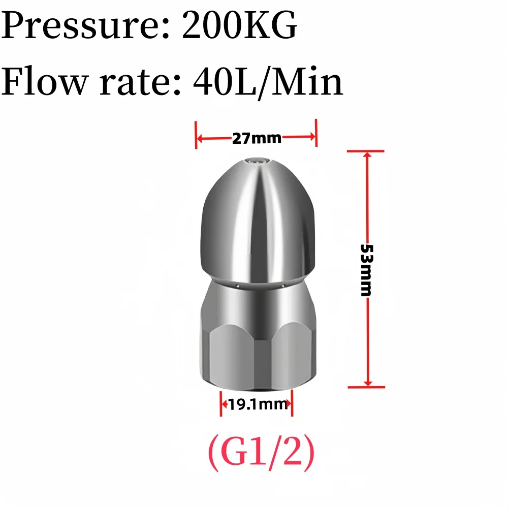 G1/2 G3/8 M22 Internal Thread Stainless Steel Sewer Drain Cleaning Nozzle High Pressure Hose Nozzle Sewer Water Nozzle Tools