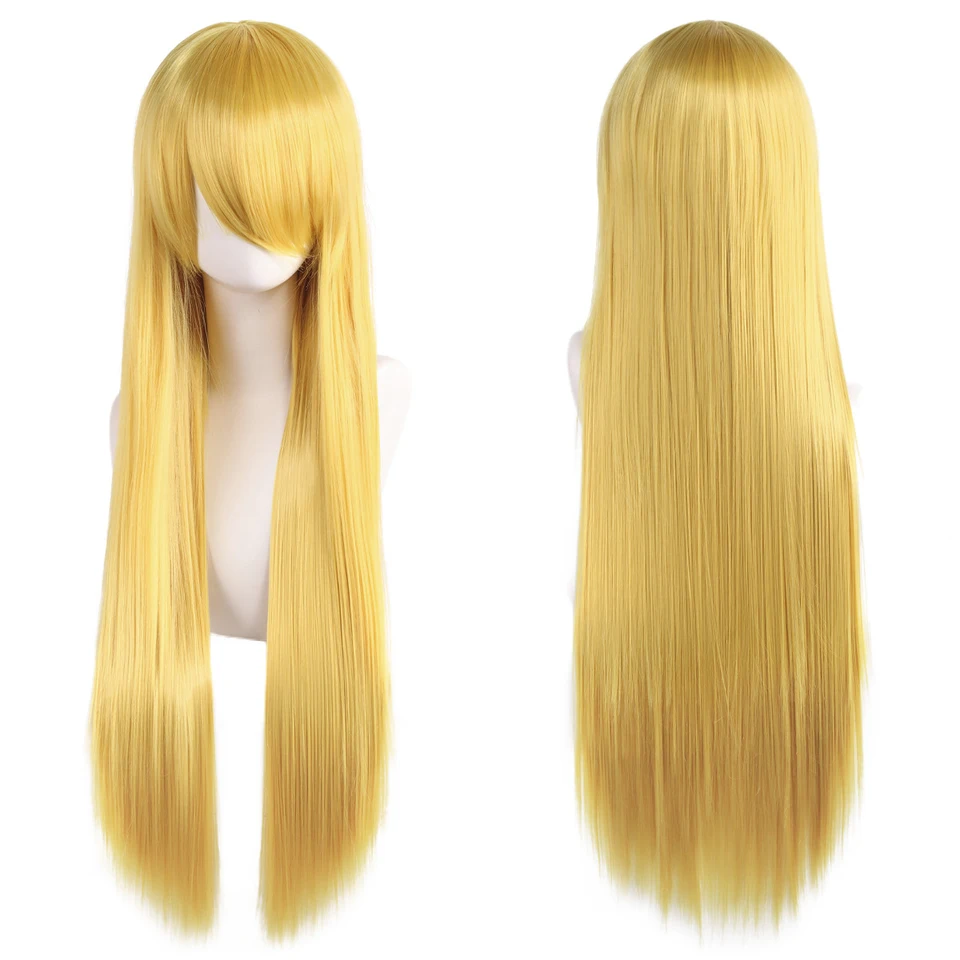 Peluca larga sintética de 80 cm, color blanco y púrpura, para cosplay, con flequillo 3