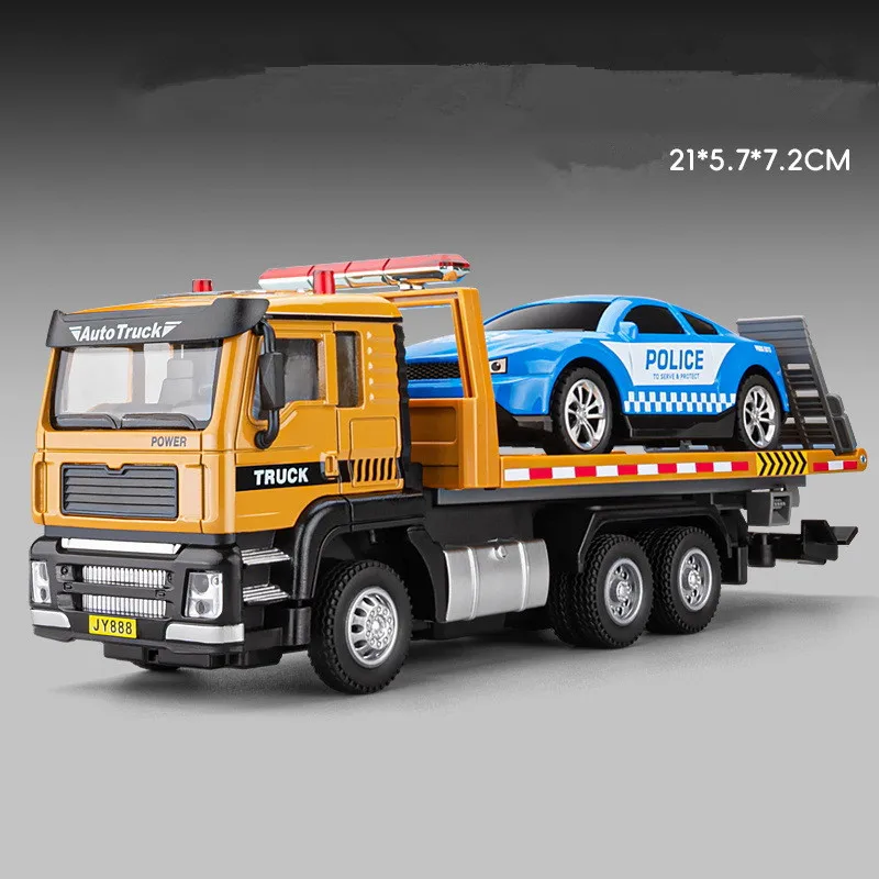 1: 50 alloy pull back flatbed transport vehicle model,simulated sound and light car toys,original packaging gift box,wholesale