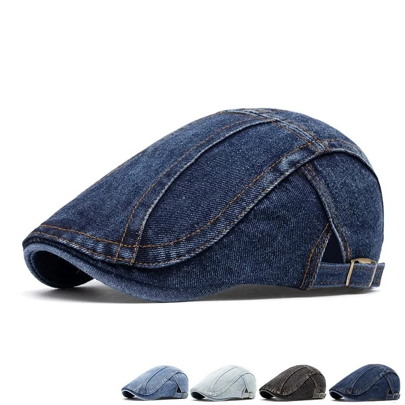 Men's Washed Denim Beret Spring and Autumn Thin Korean Style Vintage Forward Cap Women's Casual Baseball Cap Trendy