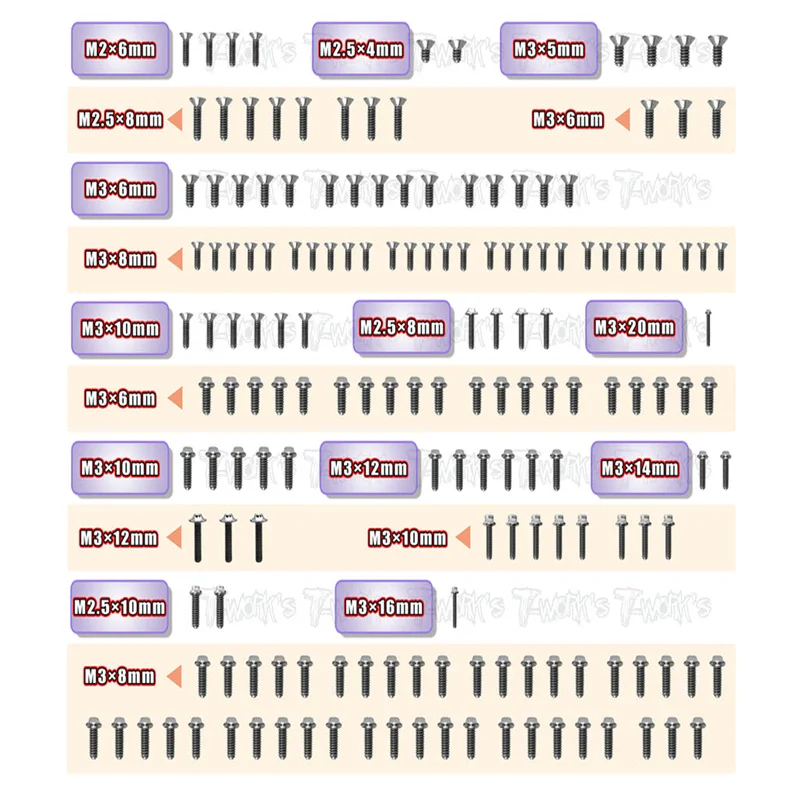 

Original T works TSSU-NT1'23 64 Titanium Screw set ( UFO Head ) 165pcs.( For Xray NT1 2023)ssional Rc part