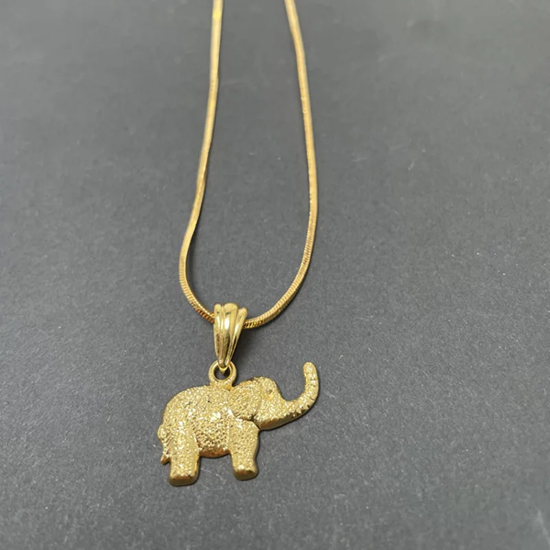 Korea 24K Gold Plating Necklace Elephant Pendant Necklace For Women Lucky Jewelry Gift