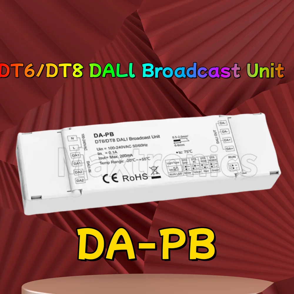 

Трансляционный блок DALI 100–240 В переменного тока, выход DA-PB DT6/DT8 с источником питания DALI Max.200 мА DALI Master для светодиодных лент TC/RGB/RGBW