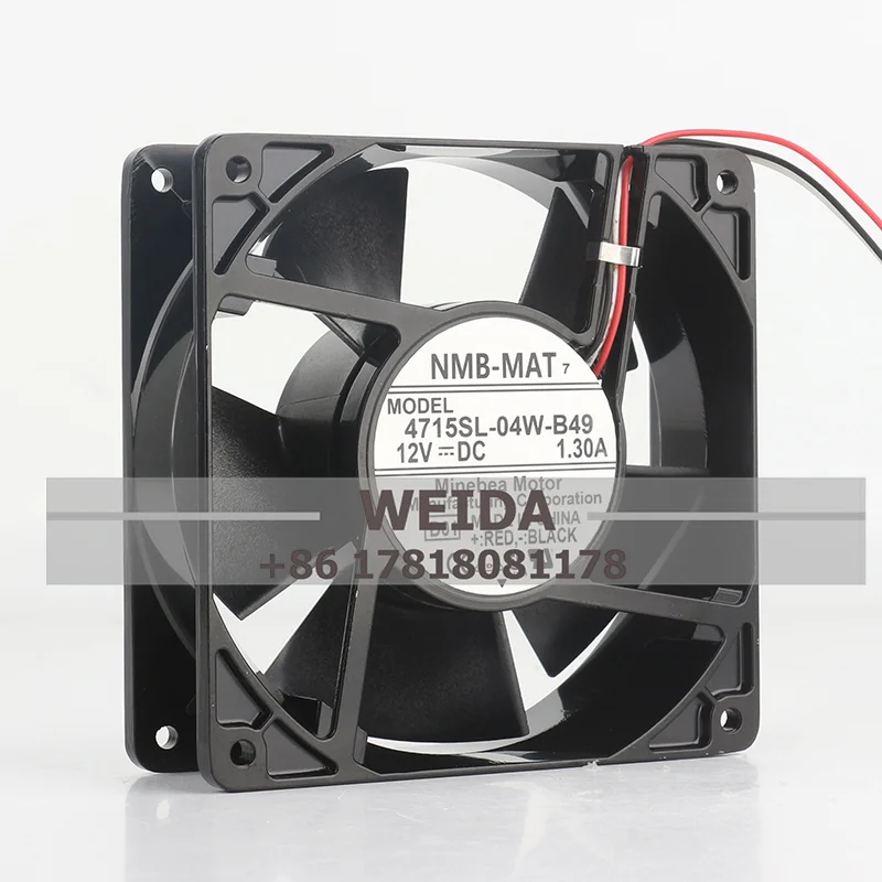 NMB 4715SL-04W-B49 DC12V1.30A 12038 12CM chassis Large air volume radiator fan 120 x 120 x 38MM aluminum machine