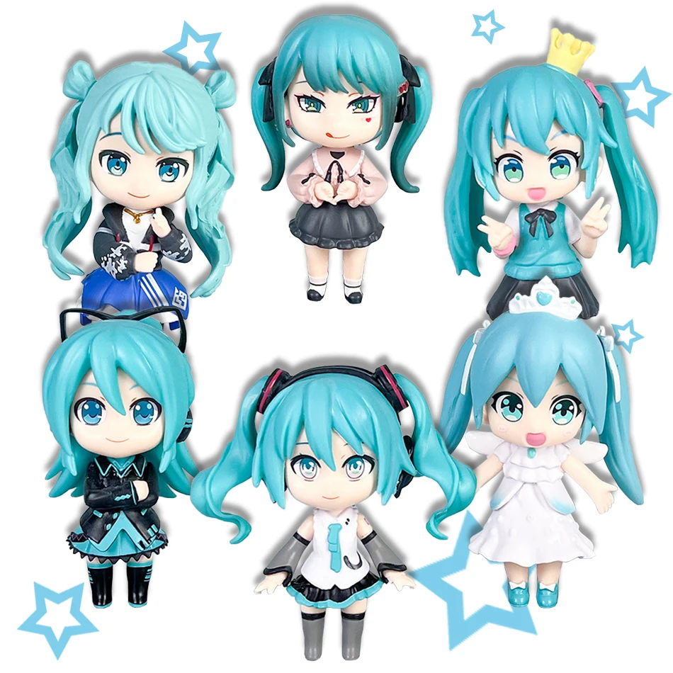 11 cm Anime Nuovo Hatsune Miku Figura Mini Personaggio Ornamenti Kawai Green Hatsune Decorazione della scrivania di Casa Giocattolo per adulti Regalo di compleanno per bambini