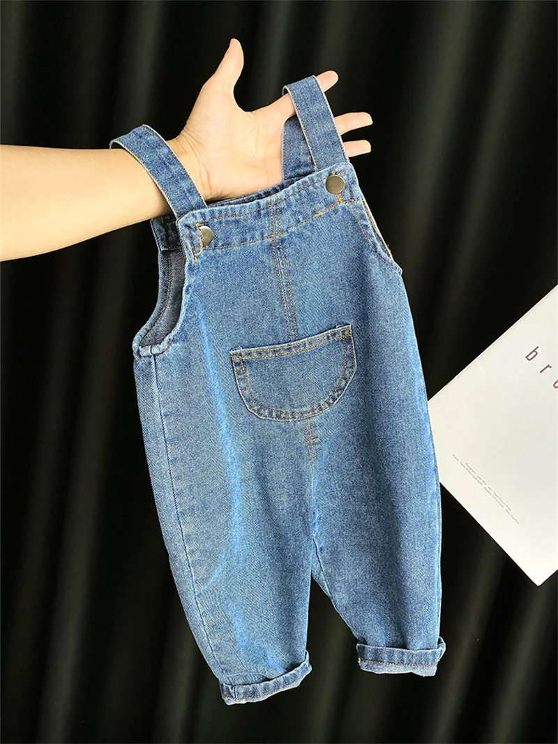 

Boys And Girls Denim overalls Spring/Summer 2025 New Children's Korean Strap Strap Pants Baby Loose Casual Denim Pants
