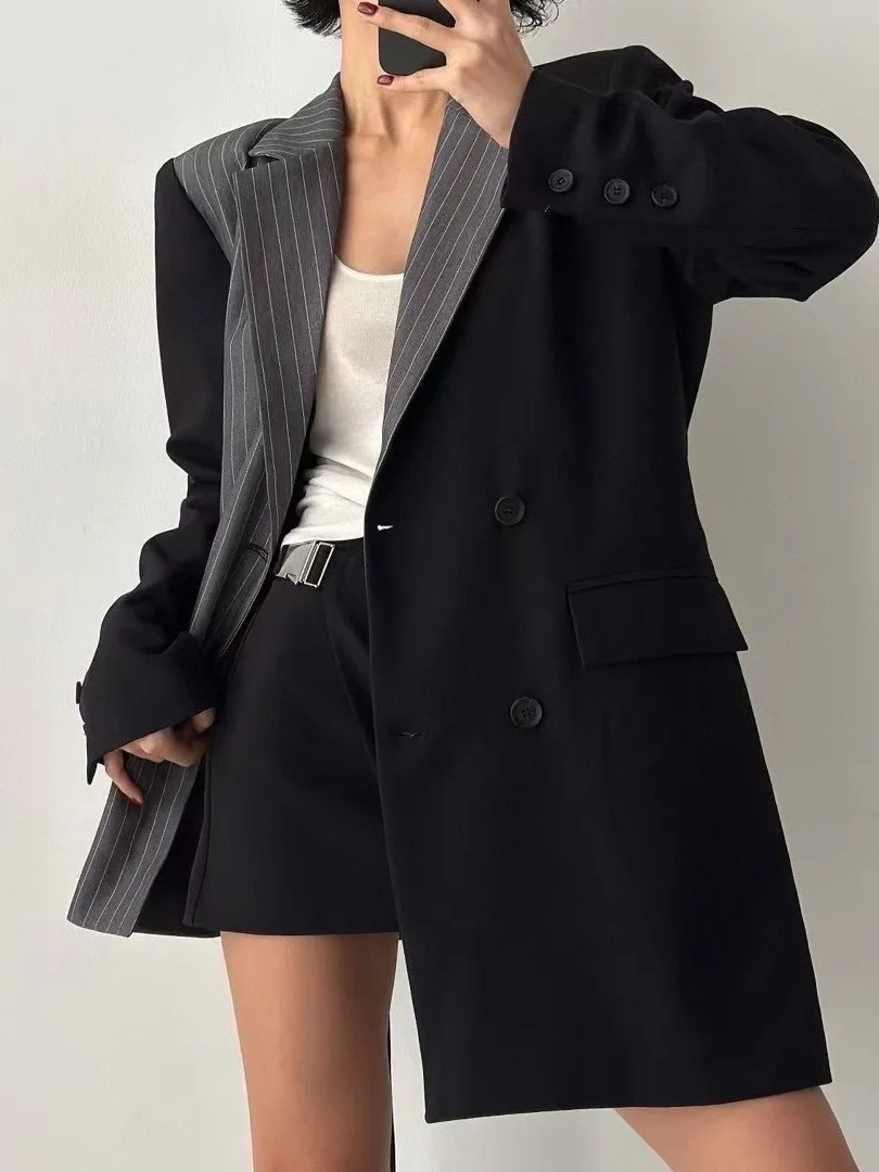 Retro Elegancja Asymetryczny Żakiet z Paskiem Damski Koreański Styl Elegancki Modny Do Pracy