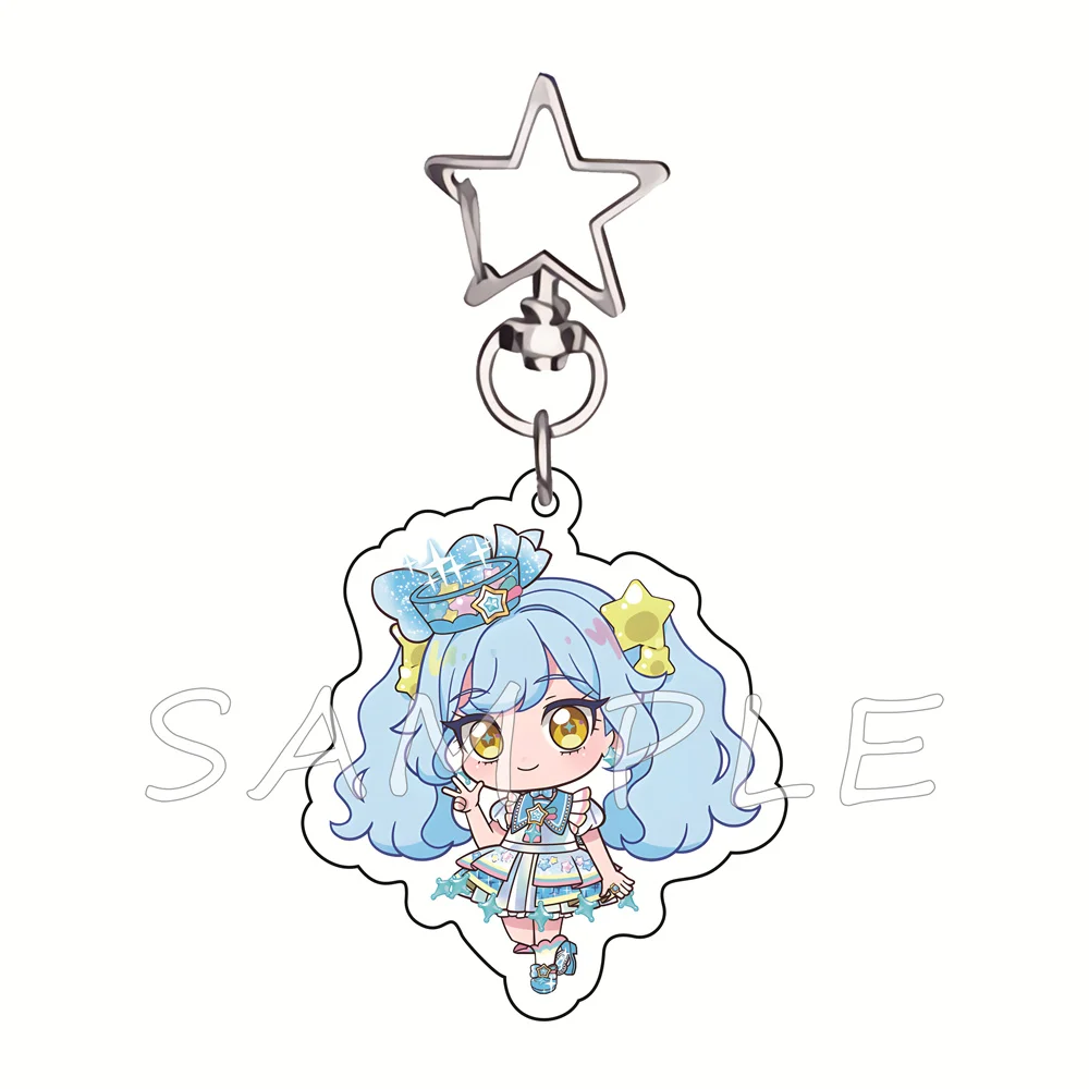 Himitsu no AiPri 6cm Acrylic Keychains Kawaii Idol Q Version Magical Girl Anime Bag Charms Car Key Pendant Otaku Cosplay Collect