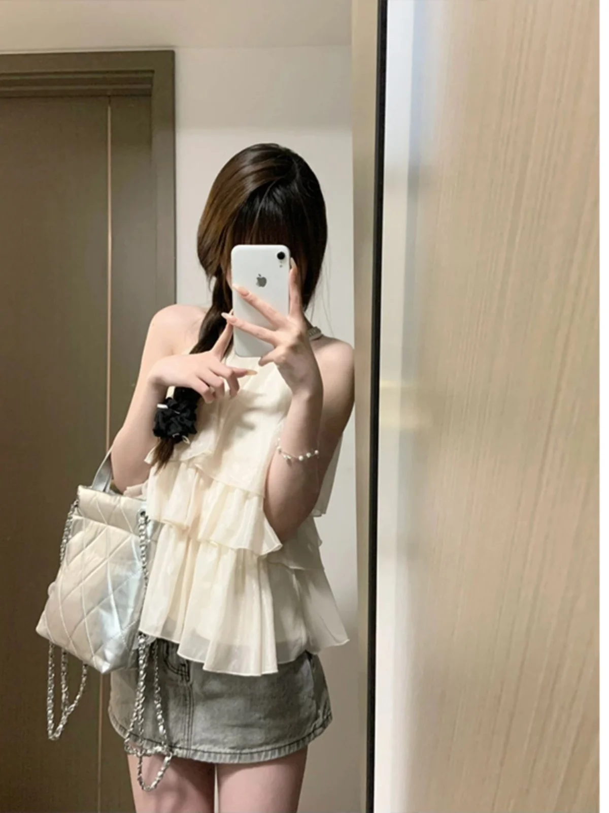 Ele Ladylike Spitze Trim Svel Top frauen Neue Sle Ultra Fee Süße Abnehmen Ne Hängenden Riemen Weste Sommer