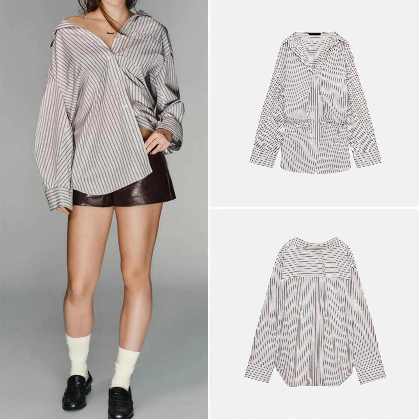 

Casual Commute Sle Loose Women's irt Batwing Sve Striped Loose Fit Casual Women's Faion Winter New Arrival