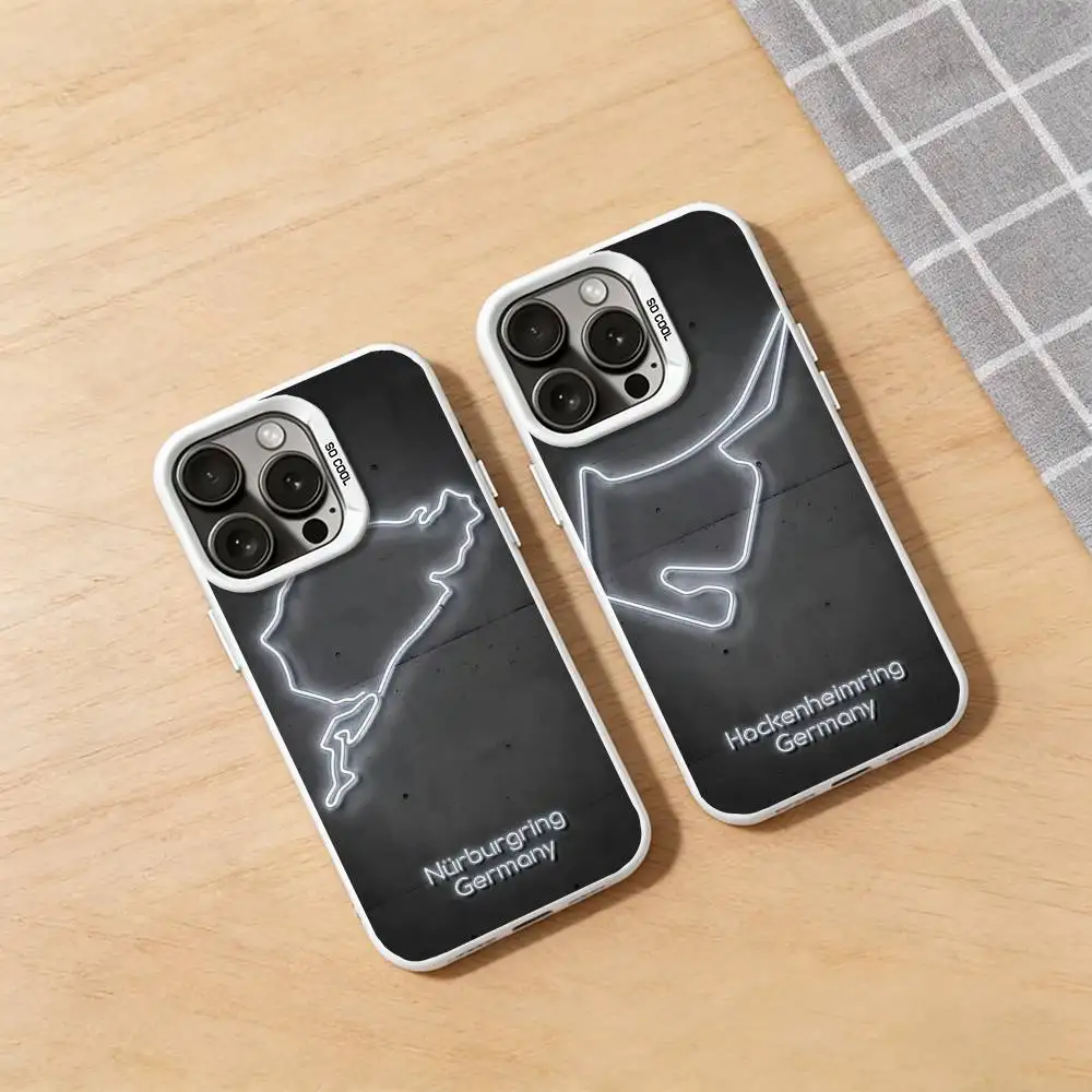 

Neon Racing Track Phone Case for iPhone 17 16 Pro Plus 15 14 13 Max Mini 12 11 X XS Air Fashion Bumper