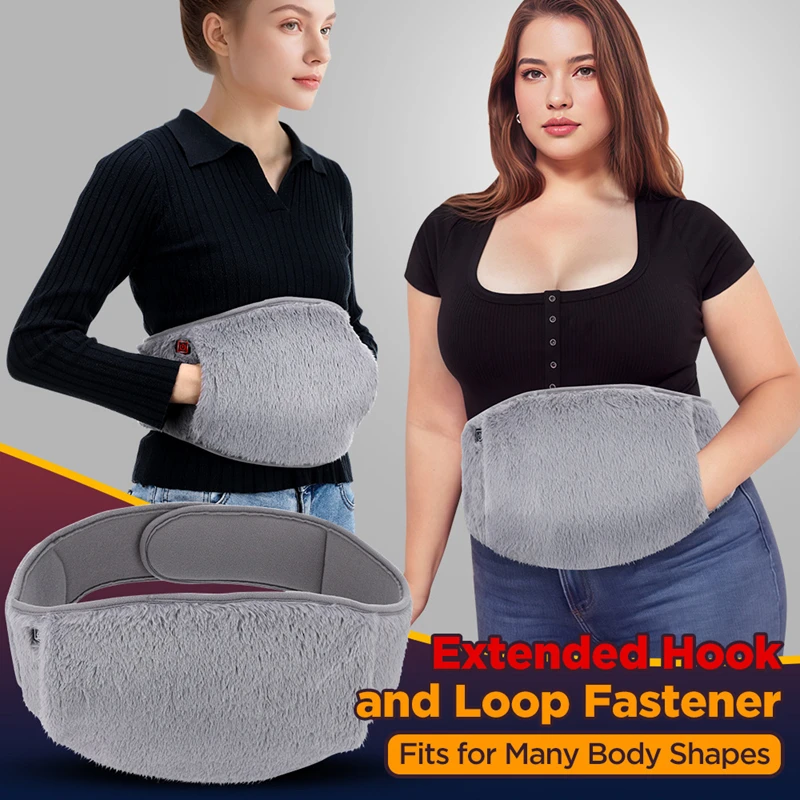 

USB Powered Heating Waist Belt with Hand Pockets Portable & Ready for Easing Period Cramps and Joint Pain 3-Level Heat Grey.