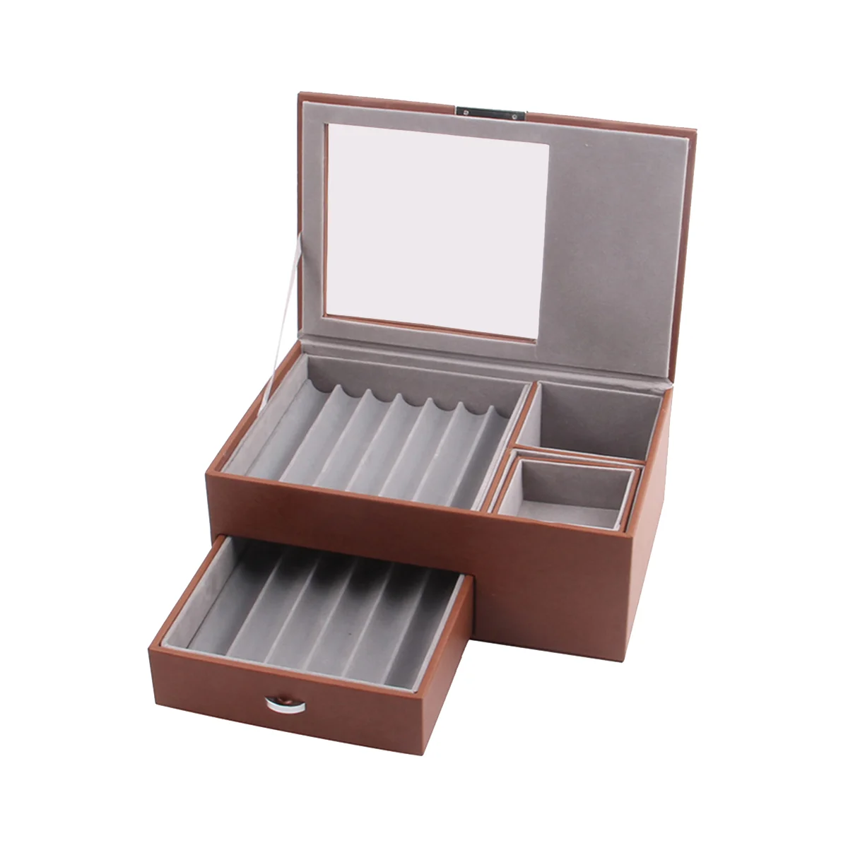 

13 Grid Wooden Pen Display Storage Box Luxury 2 Layer PU Pen Case Transparent Window Stationery Case Pen-Collection A