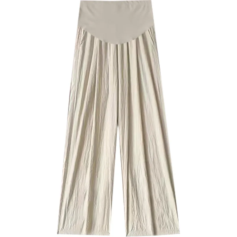 春夏薄型ハイウエストマタニティパンツ弾性ウエストズボン服妊婦腹オフィスウェア妊娠服