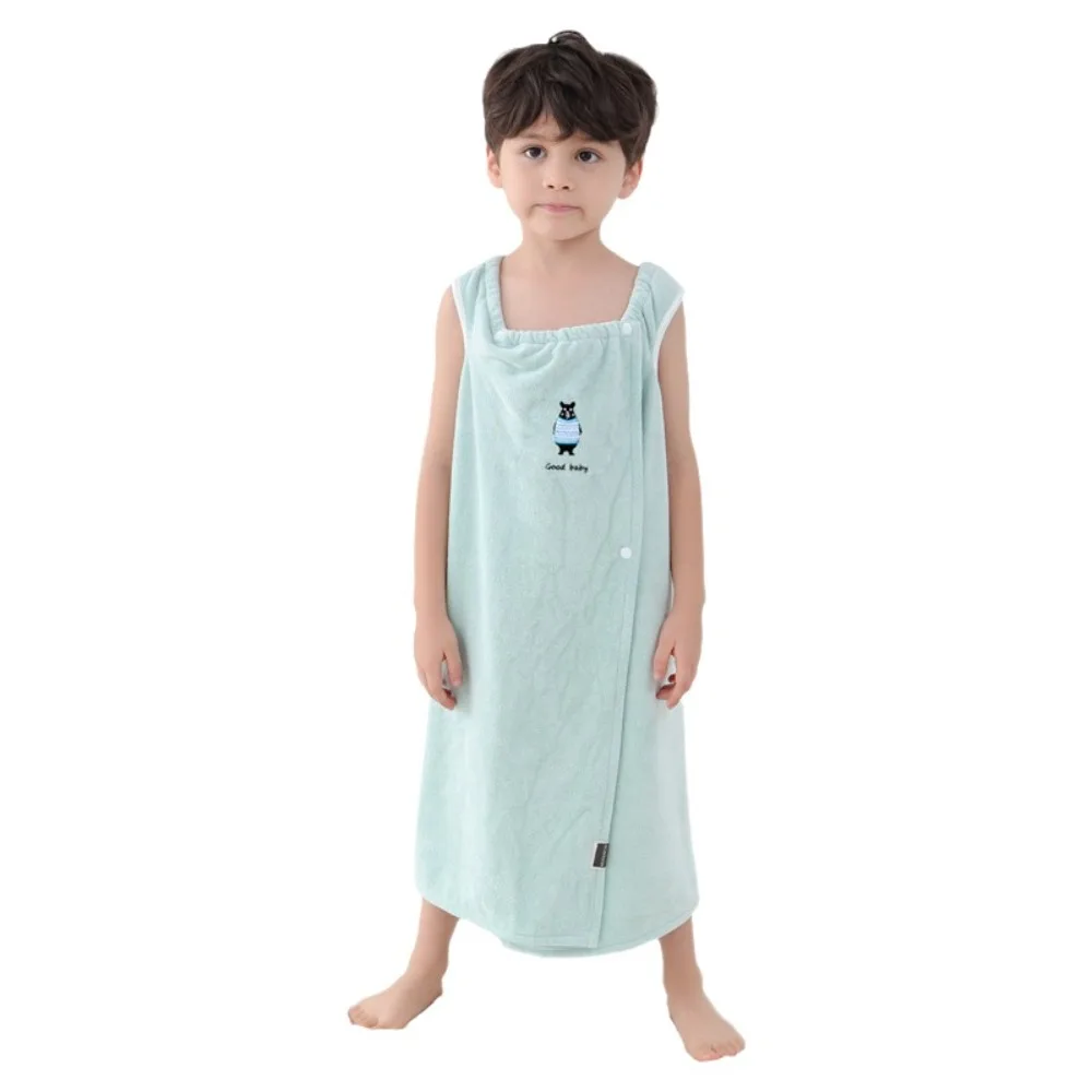 

Coral Fleece Children's Bathrobes Wrap Style Cute Embroidery Pattern Camisole Towels Thickened Soft Cartoon Towels Swimming