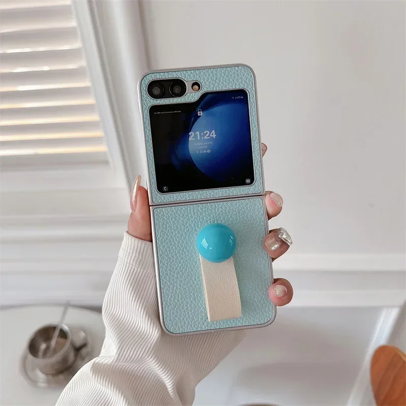 Candy Color Ring Strap Phone Case for Samsung Galaxy Z Flip 6 5 4 3 Protective Back Cover for ZFlip4 ZFlip5 ZFlip6 Case