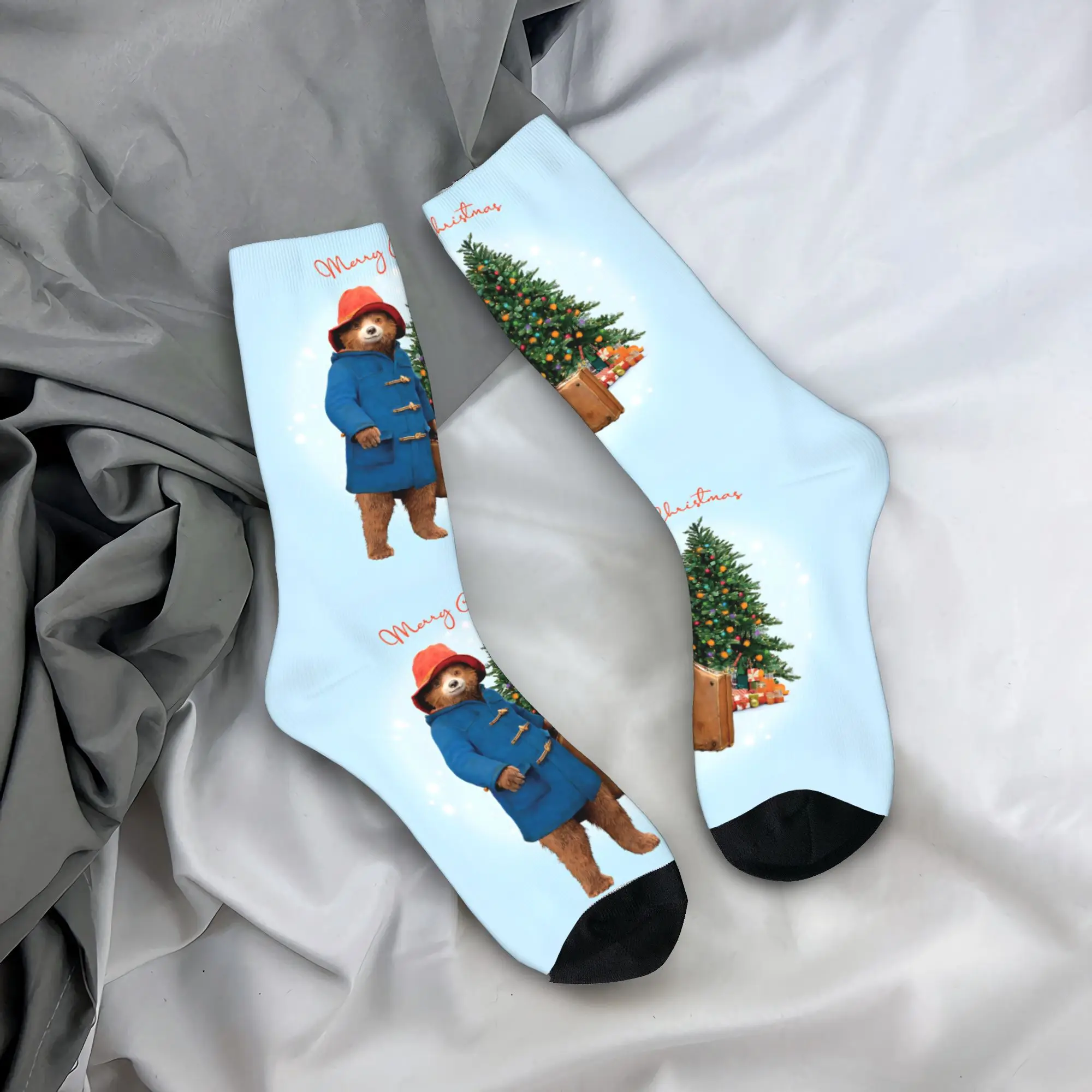 Medias de oso marrón Paddington, calcetines góticos Kawaii, calcetines de alta calidad para hombre, calcetines antideslizantes con patrón de ciclismo de invierno, regalo