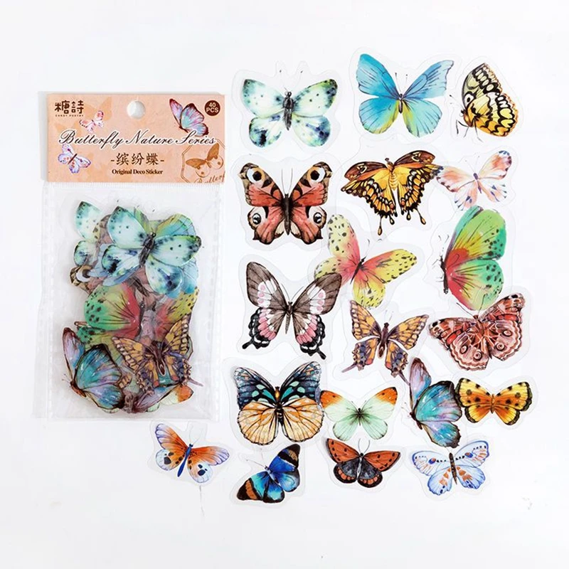 40 teile/paket Bunte Schmetterling Kuchen Dekor Alles Gute Zum Geburtstag Party DIY Ornamente Hochzeit Dekoration Lieferungen Wohnkultur Wand Aufkleber – Detail 11