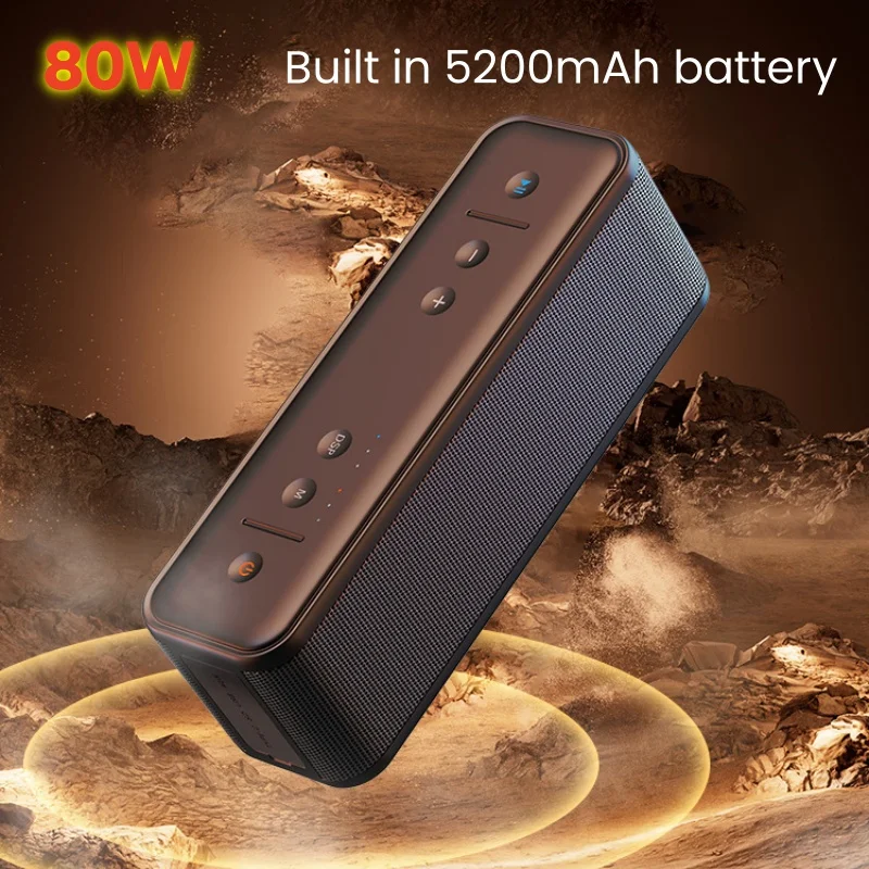 High Quality Outdoor Sound Column Portable Audience Bluetooth Speakers IPX7 80W Super Bass Subwoofer TWS DSP 5200mAh Music Box