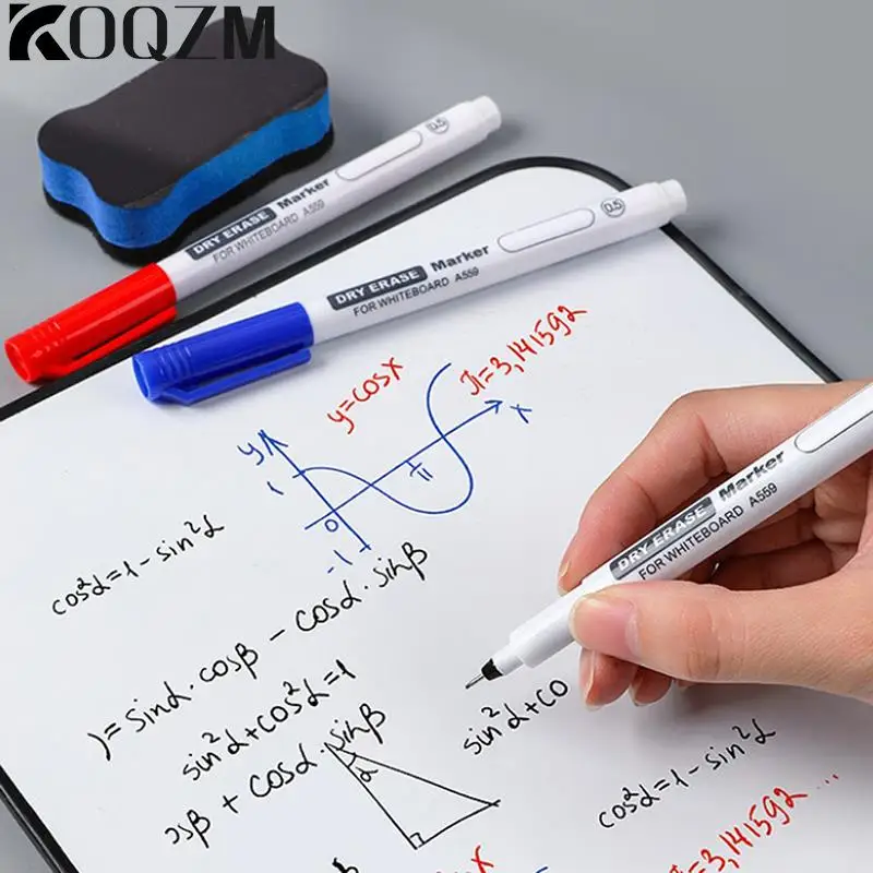 Erasable Whiteboard Pen Permanent Ink Dual Dot Markers To Mark Anything 0.5MM Dry Erasing Pen Office Examination